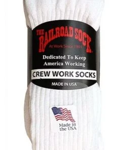 Railroad Sock White Men's Crew Sock, 3-Pack