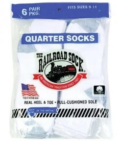 Railroad Sock Kid's White Quarter Socks, 6-Pack
