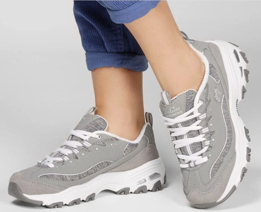 Skechers Women's D'Lites - Me Time Shoes, Gray/White 4 Skechers Women's D'Lites - Me Time Shoes, Gray/White - Image 2