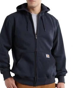 Carhartt Rain Defender Paxton Heavyweight Hooded Zip-Front Sweatshirt Navy