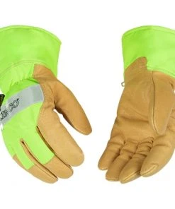 Kinco Lined Hi-Vis Green Grain Pigskin Palm with Safety Cuff -Clothing & Footwear store 13501457 1