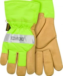 Kinco Lined Hi-Vis Green Grain Pigskin Palm with Safety Cuff