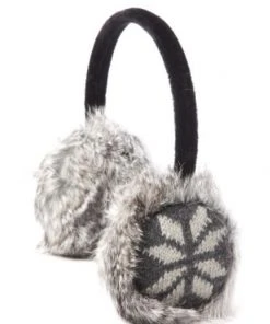 Crown Cap Rabbit Earmuffs with Snowflake Pattern