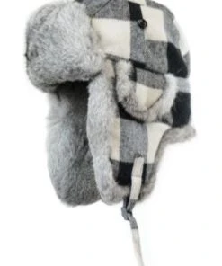 Crown Cap Buffalo Check Aviator with Rabbit Trim