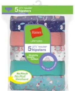Hanes Ultimate® Girls' Cotton Stretch Hipsters - 5 Pack