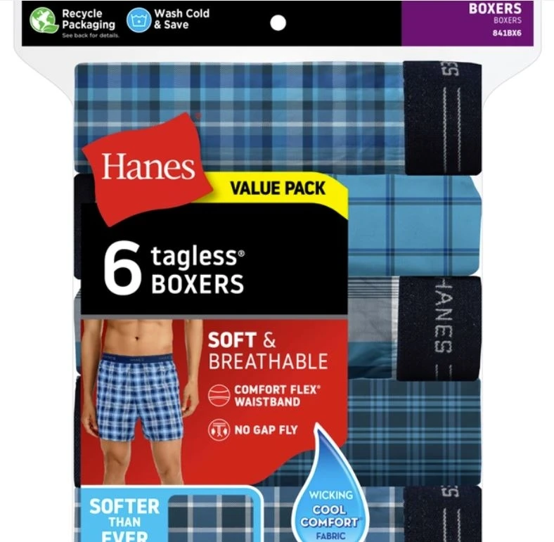 Hanes Men's Cool Comfort® Woven Boxers - 6 Pack 3 Hanes Men's Cool Comfort® Woven Boxers - 6 Pack