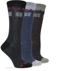 Carolina Hosiery Wise Blend Angora Snowflake Crew Wool Socks- 8040DNM Denim