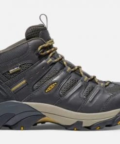 Keen Men's Lansing Waterproof Mid (Steel Toe), Raven/Tawny Olive