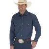 Wrangler Cowboy Cut Work Western Snap Front Long Sleeve Shirt - Rigid Denim