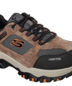 Skechers Men's Work Greetah Comp Toe Shoe, Brown/Black