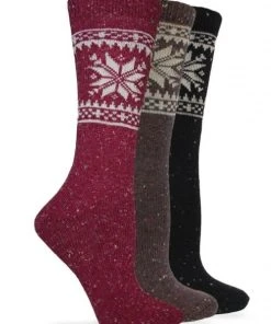 Carolina Hosiery Wise Blend Snowflake Crew Heavyweight Wool Socks