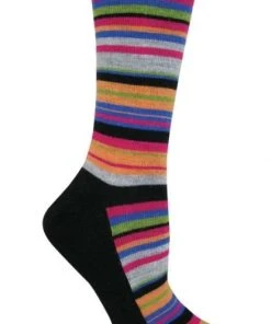 Carolina Hosiery Wise Blend Ladies Merino Wool Blend Striped Pattern Crew Socks