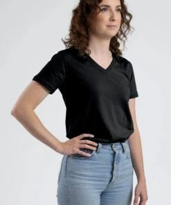Berne Women's Performance V-Neck Short Sleeve Tee -Clothing & Footwear store black 9