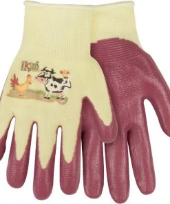Kinco Kids' Farm Friends™ Nylon Knit Shell & Foam Nitrile Palm Glove -Clothing & Footwear store kids1785w overlapping green 1