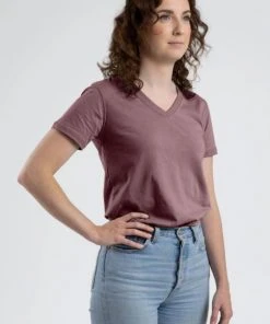 Berne Women's Performance V-Neck Short Sleeve Tee -Clothing & Footwear store mauve 1
